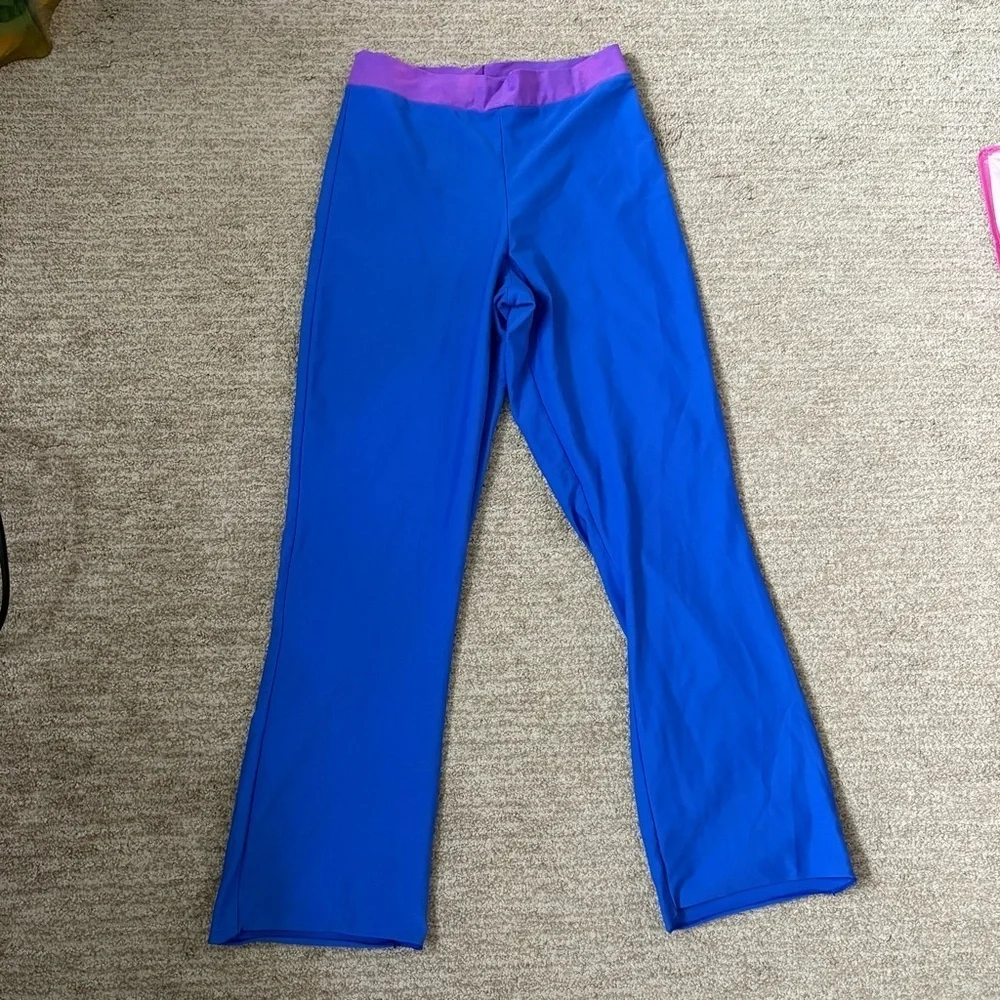 Blue , Green and Purple Dance Costume Short Sleeve Top and Pants - Size Large